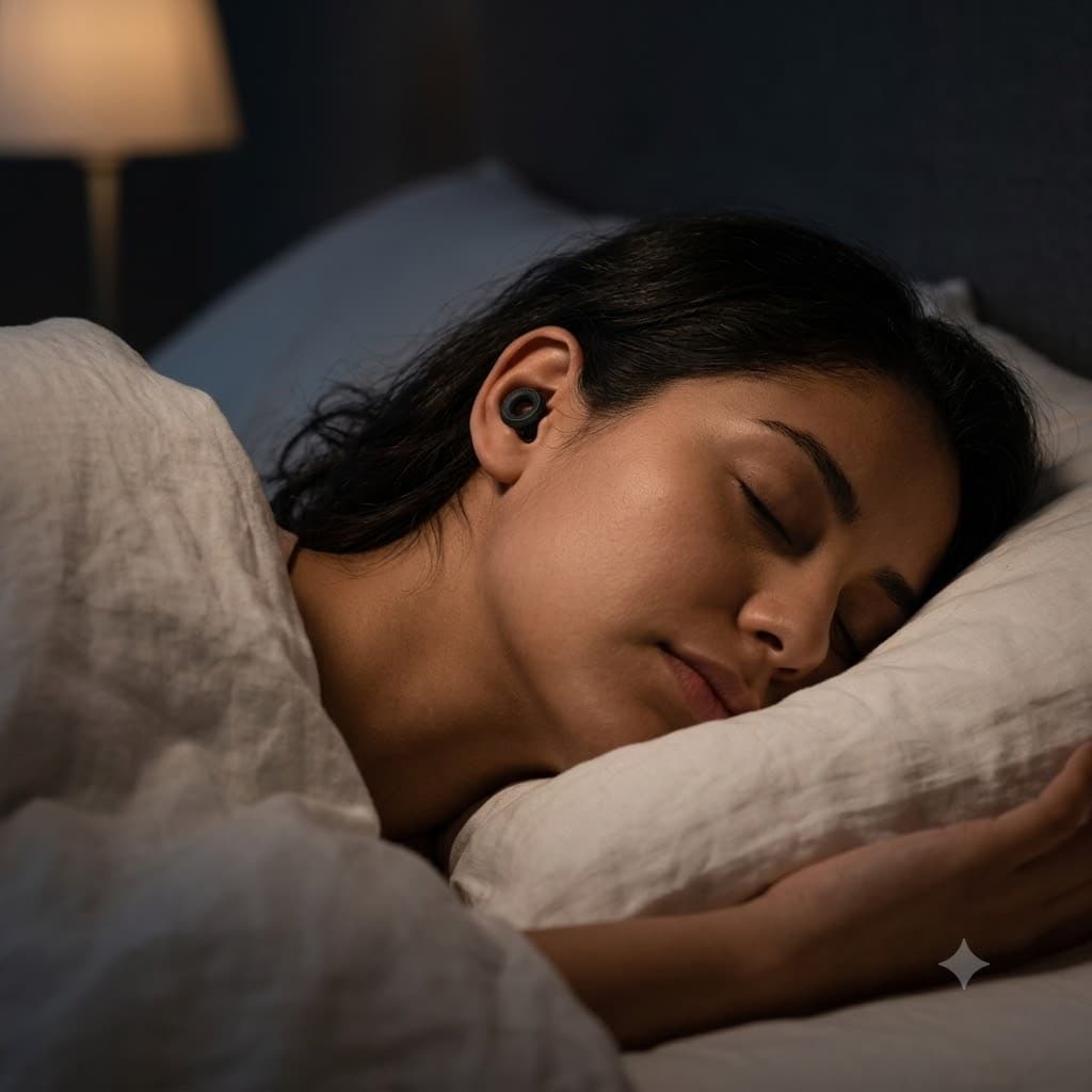 Mujer durmiendo en silencio con Sonno Comfy